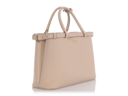 Prada Cream Double Belt Tote
