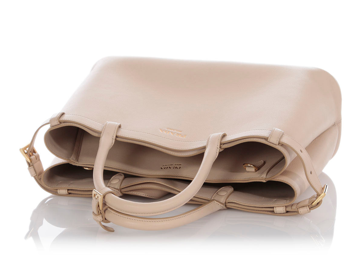Prada Cream Double Belt Tote