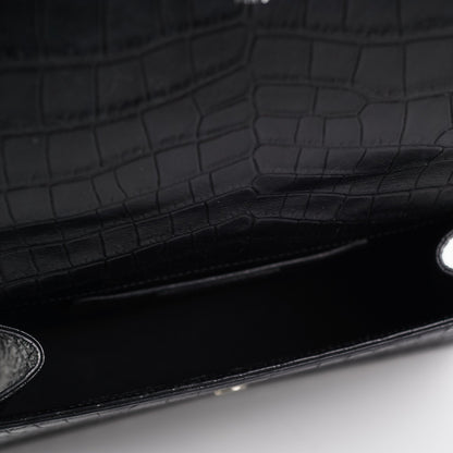 Saint Laurent Medium Black Croc Kate Crossbody Bag
