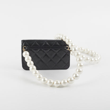 Chanel Black Pearl Card Holder Pearl Shoulder Bag