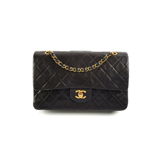 Chanel Vintage Classic Medium/Large 24K Gold Black