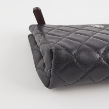 Chanel Black Pouch Cosmetic Bag Clutch Black
