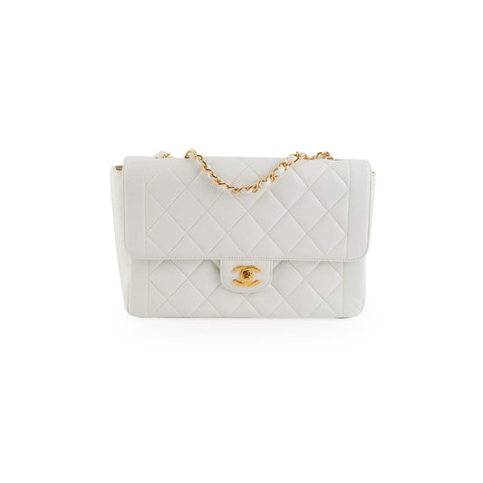 Chanel Quilted Vintage Flap White 24K Gold