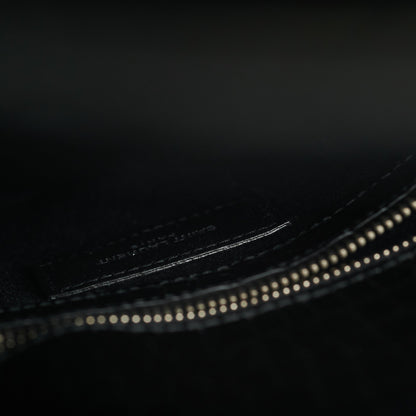 Saint Laurent Manhattan Shopper Embossed Croc Tote Black