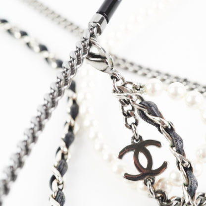 Chanel Square Sunglasses Grey/Gunmetal Black With Chain