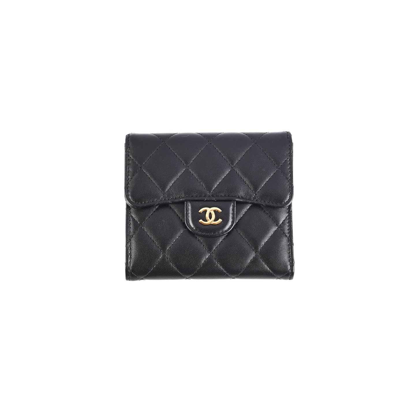 Chanel Black Quilted Lambskin Flap Wallet