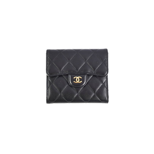 Chanel Black Quilted Lambskin Flap Wallet