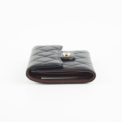 Chanel Black Quilted Lambskin Flap Wallet