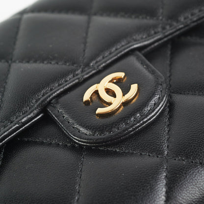Chanel Black Quilted Lambskin Flap Wallet