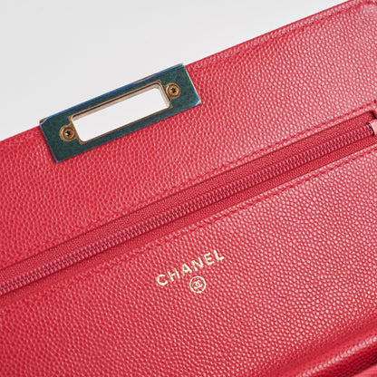 Chanel Caviar Wallet on Chain Pink