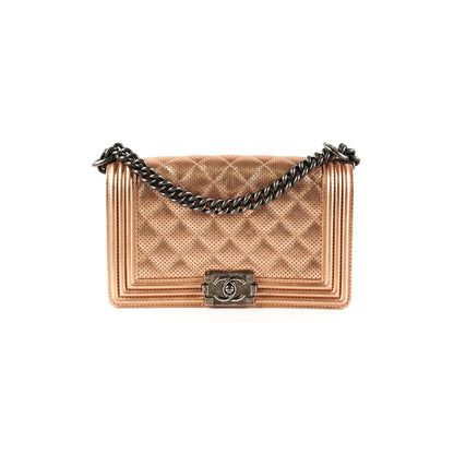 Chanel Boy Bag Perforated Rose Gold