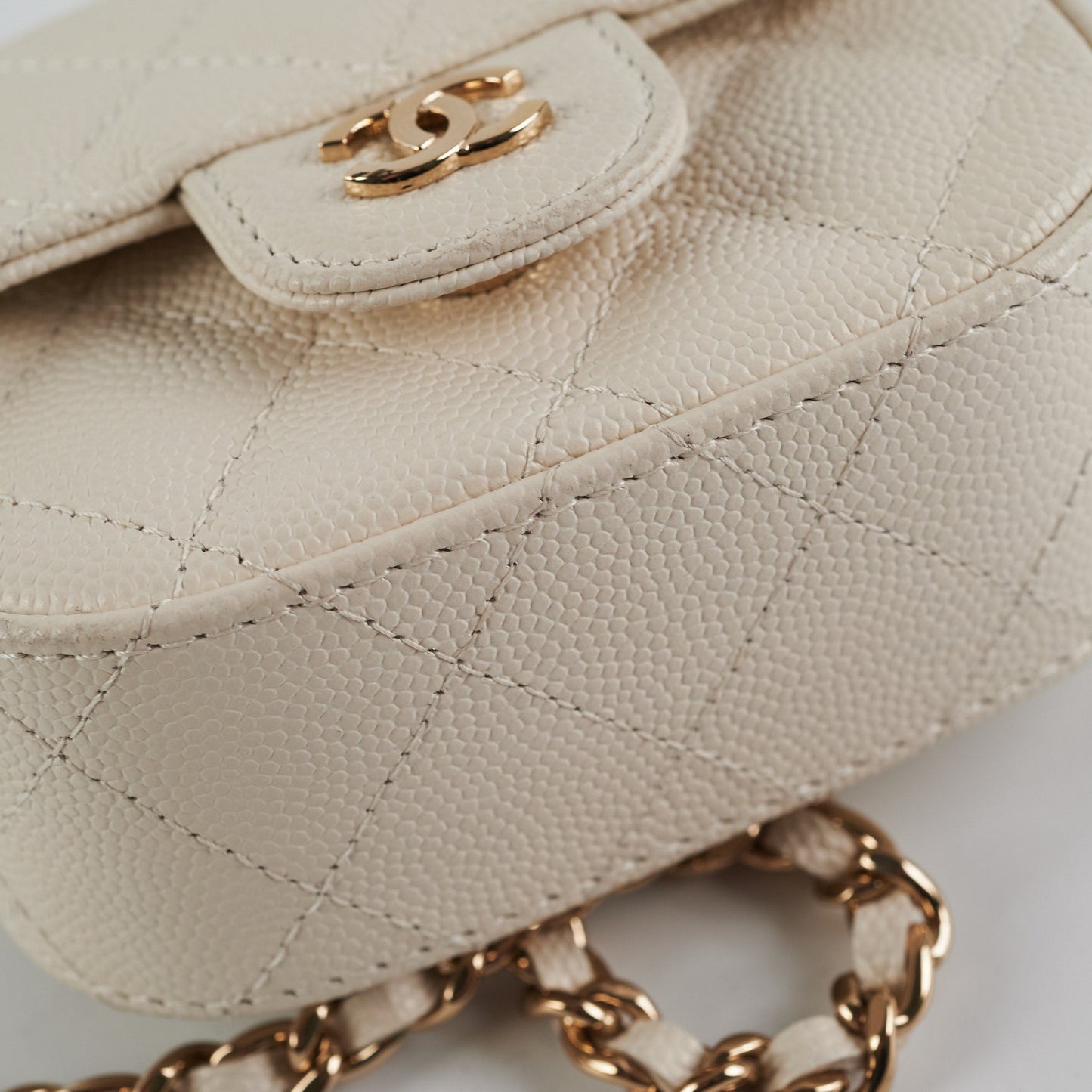 Chanel Caviar Microbag White