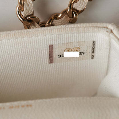 Chanel Caviar Microbag White