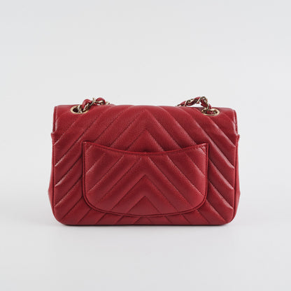 Chanel 18B Chevron Rectangular Mini Red