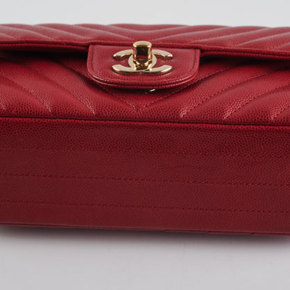 Chanel 18B Chevron Rectangular Mini Red