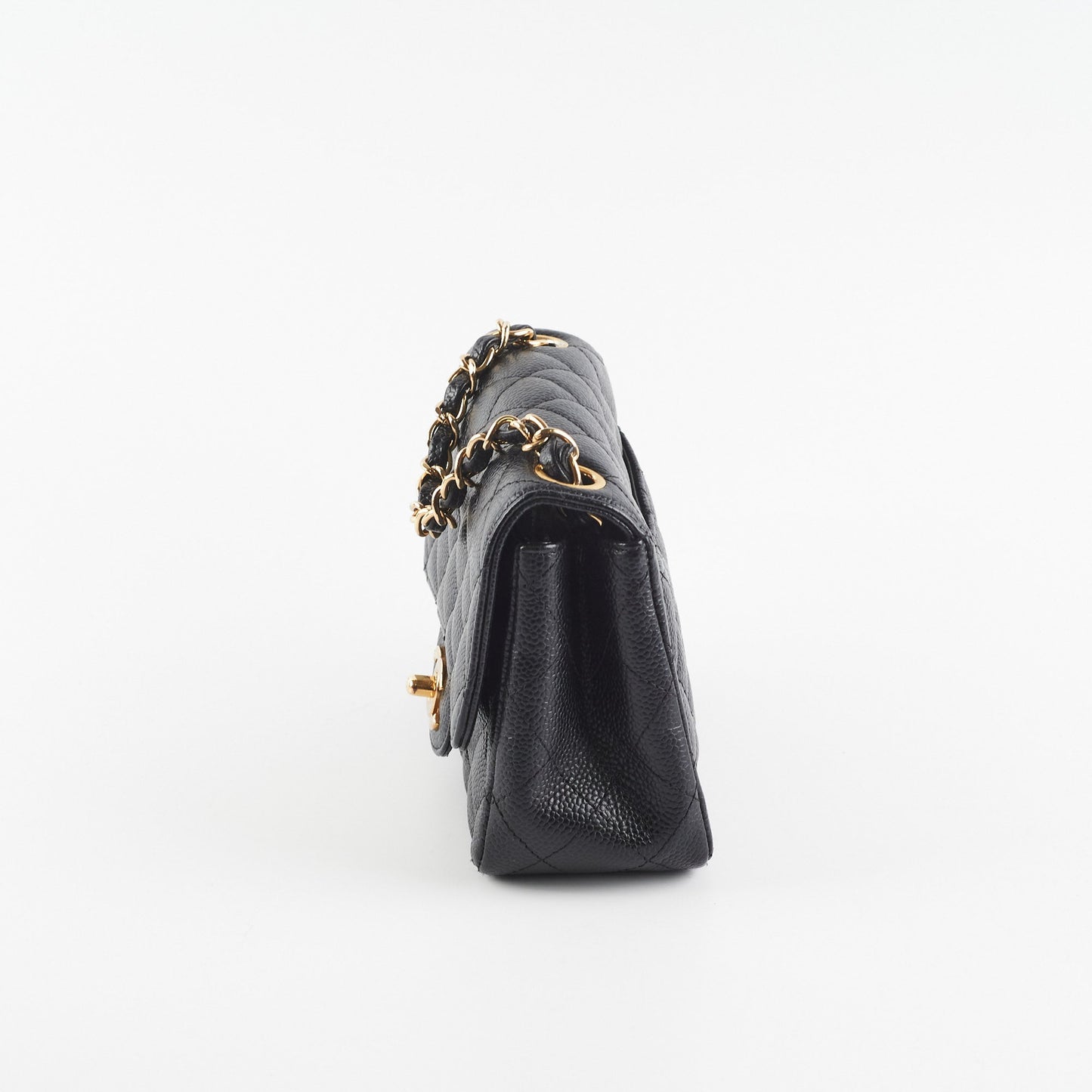 Chanel Caviar Mini Square 24k gold Black