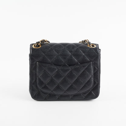 Chanel Caviar Mini Square 24k gold Black