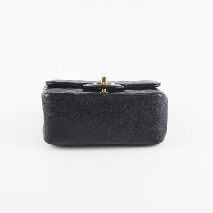 Chanel Caviar Mini Square 24k gold Black