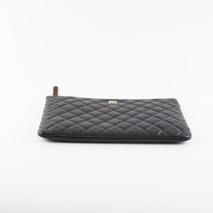 Chanel Medium O case Pouch Clutch Caviar Black