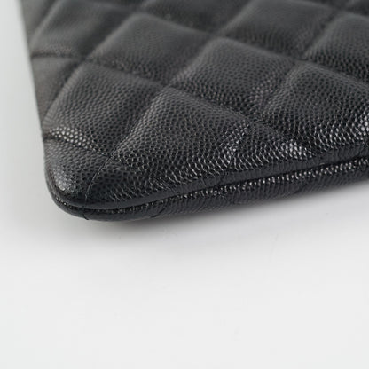 Chanel Medium O case Pouch Clutch Caviar Black