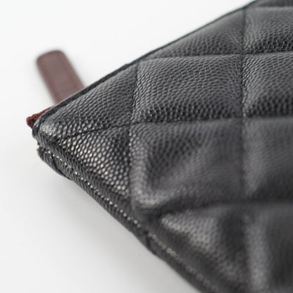 Chanel Medium O case Pouch Clutch Caviar Black