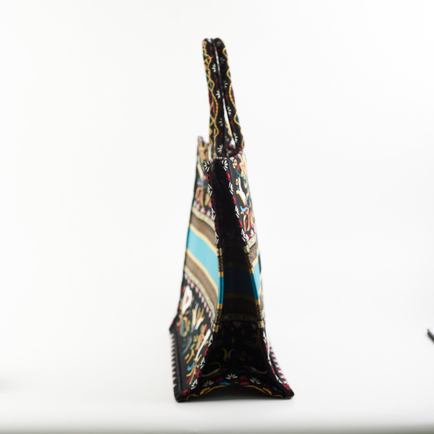 Christian Dior Large Black Multicolour Embroidery Book Tote
