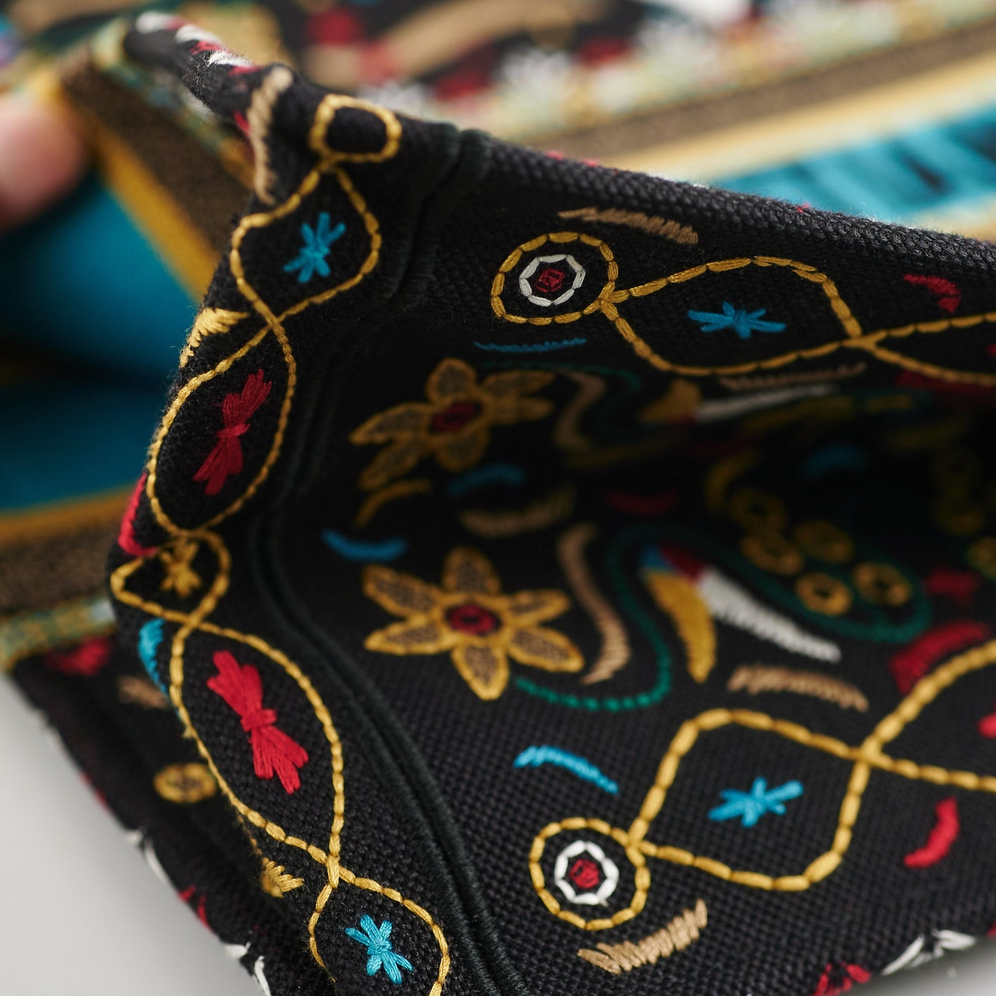 Christian Dior Large Black Multicolour Embroidery Book Tote
