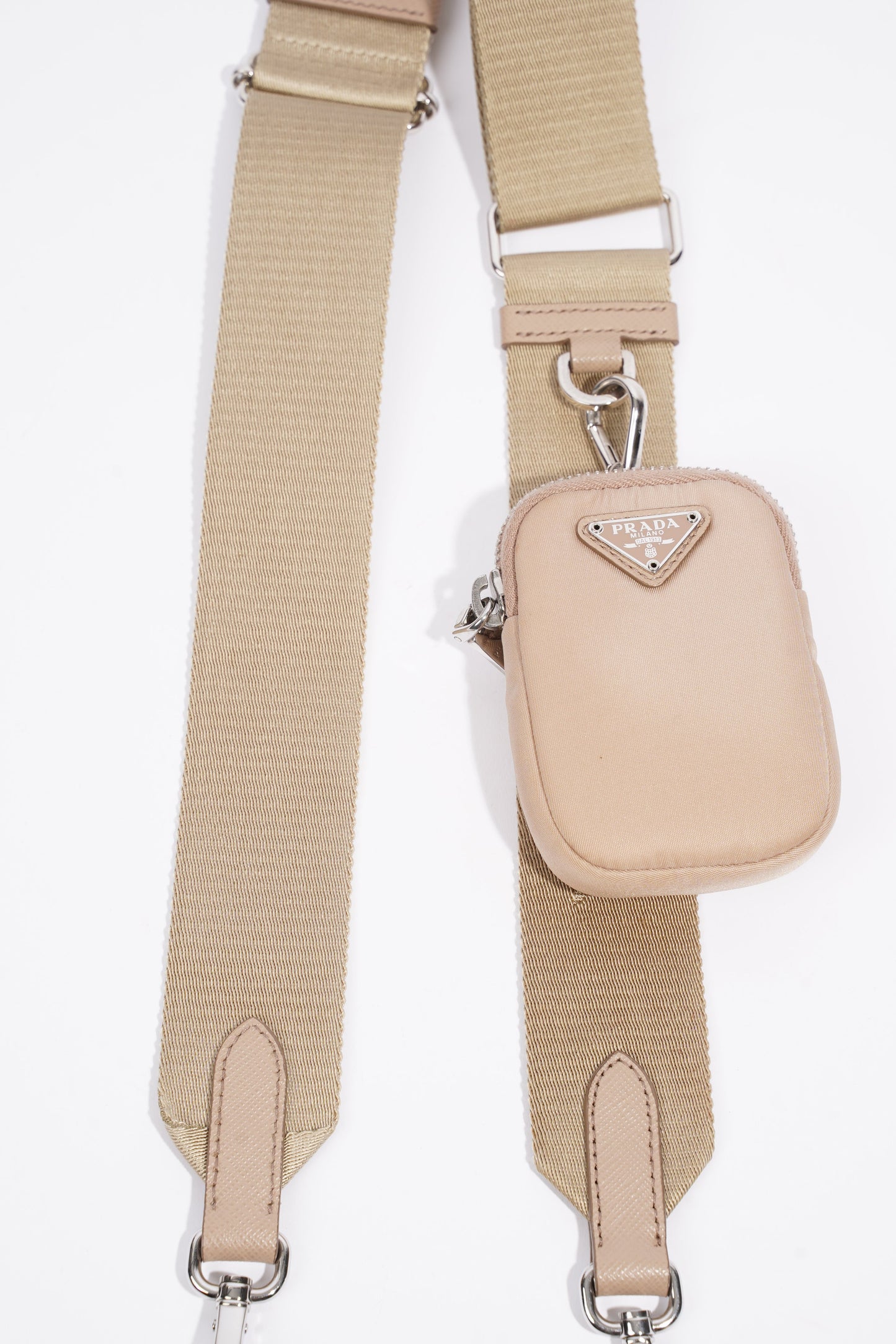 Prada Mini Pouch With Strap Beige Re Nylon