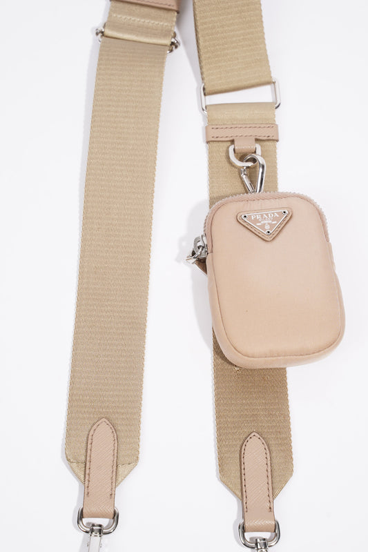 Prada Mini Pouch With Strap Beige Re Nylon