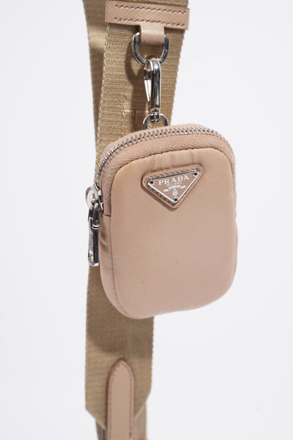 Prada Mini Pouch With Strap Beige Re Nylon