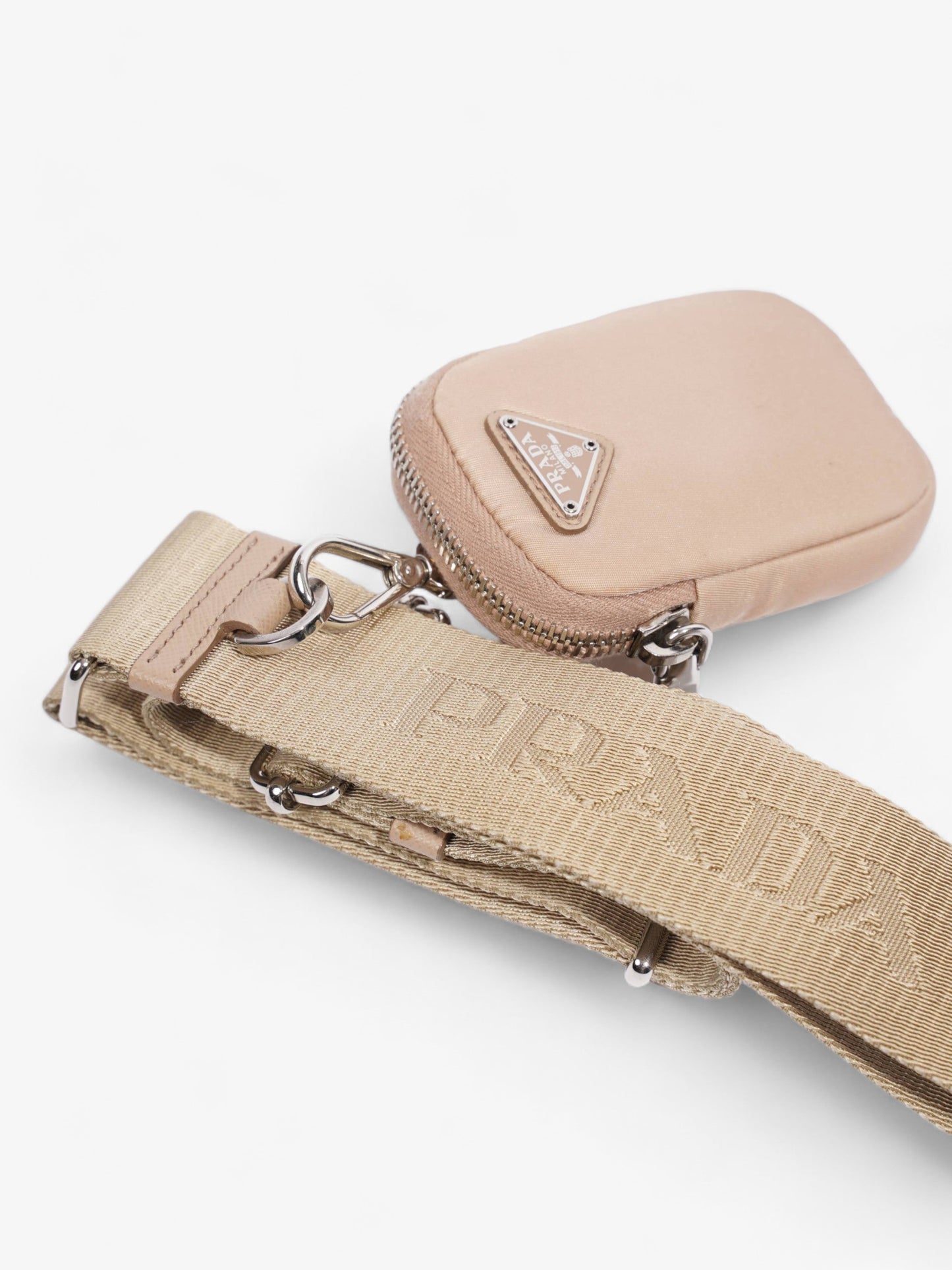 Prada Mini Pouch With Strap Beige Re Nylon