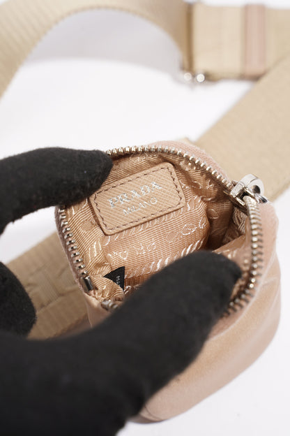 Prada Mini Pouch With Strap Beige Re Nylon