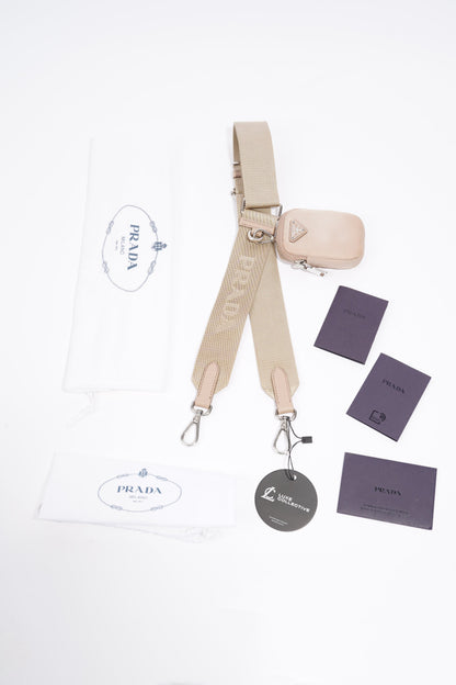 Prada Mini Pouch With Strap Beige Re Nylon