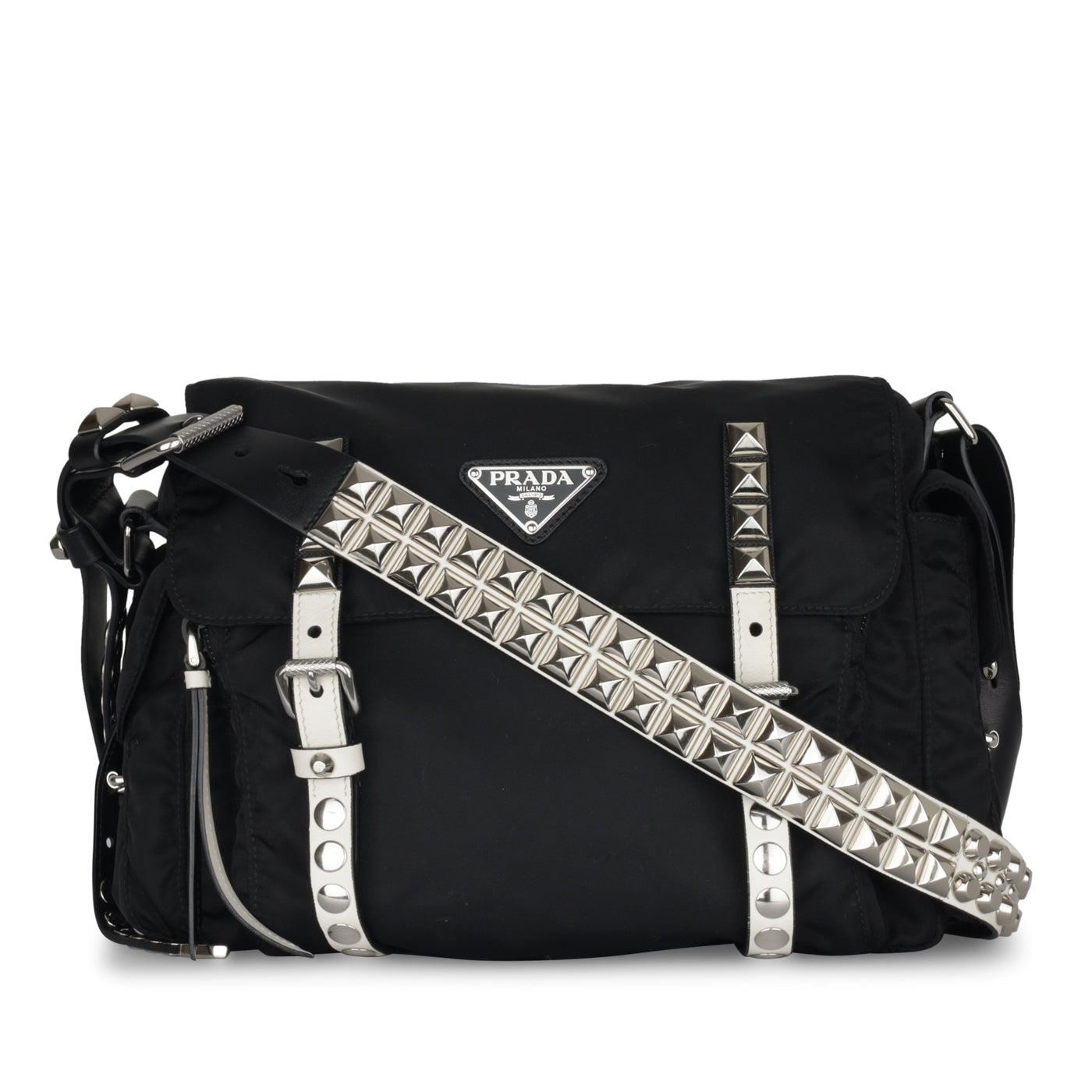 Prada Studded Vela Messenger Bag