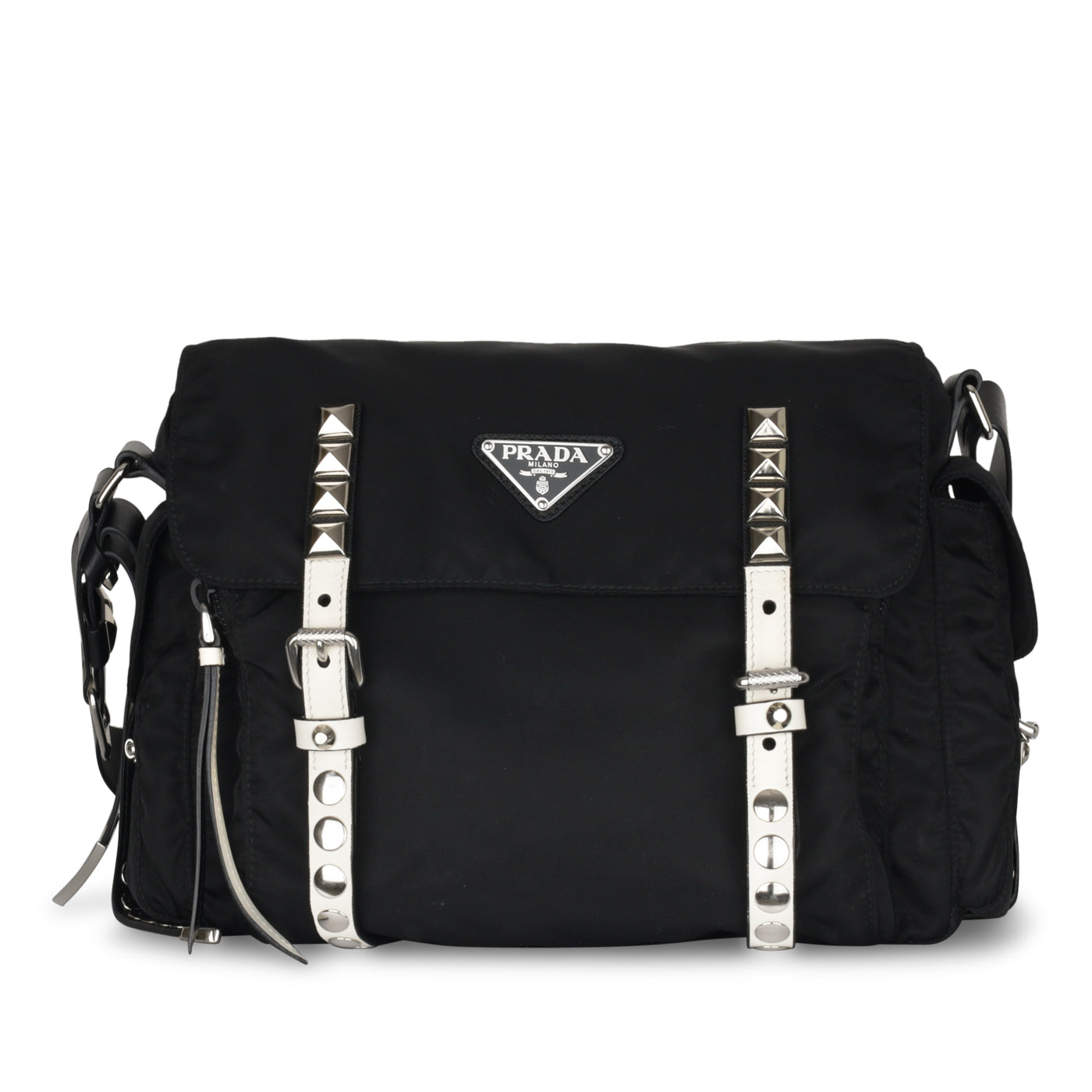 Prada Studded Vela Messenger Bag