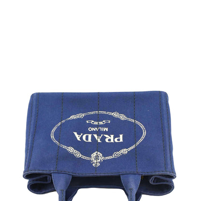 PRADA Canapa Denim Tote Bag Dark Blue