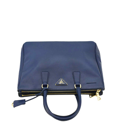 PRADA Galleria Double-Zip Medium Saffiano Leather Tote Bag Blue