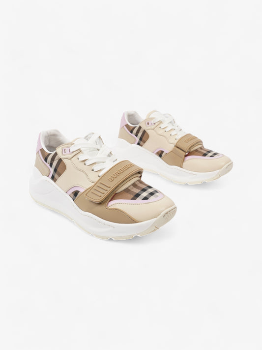 Burberry Ramsey Sneakers Beige  / Brown / Pink Canvas EU 41 UK 8