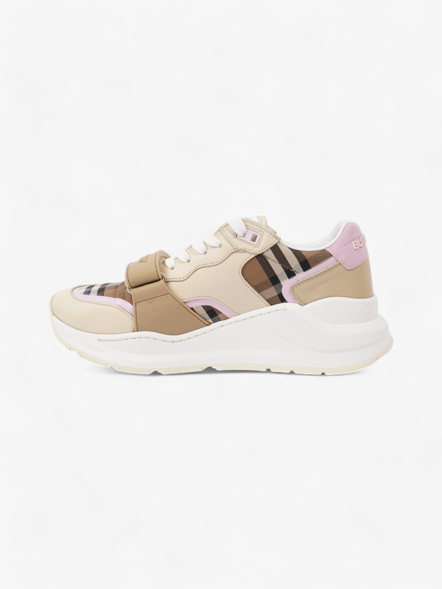 Burberry Ramsey Sneakers Beige  / Brown / Pink Canvas EU 41 UK 8