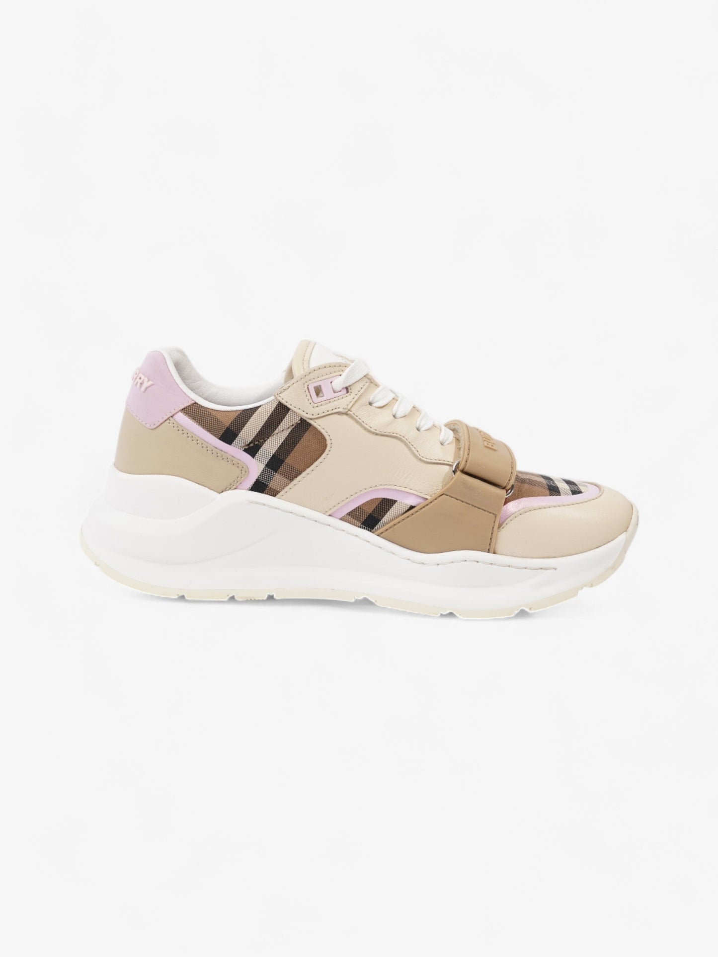 Burberry Ramsey Sneakers Beige  / Brown / Pink Canvas EU 41 UK 8