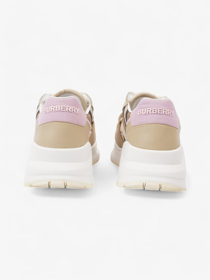 Burberry Ramsey Sneakers Beige  / Brown / Pink Canvas EU 41 UK 8