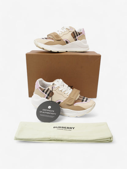 Burberry Ramsey Sneakers Beige  / Brown / Pink Canvas EU 41 UK 8