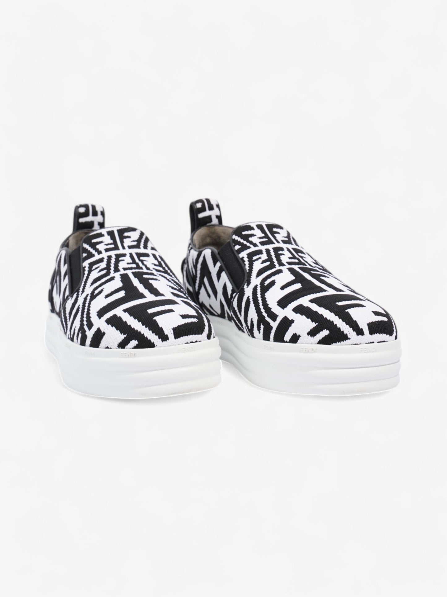 Fendi Rise Slip On White / Black Cotton EU 38 UK 5