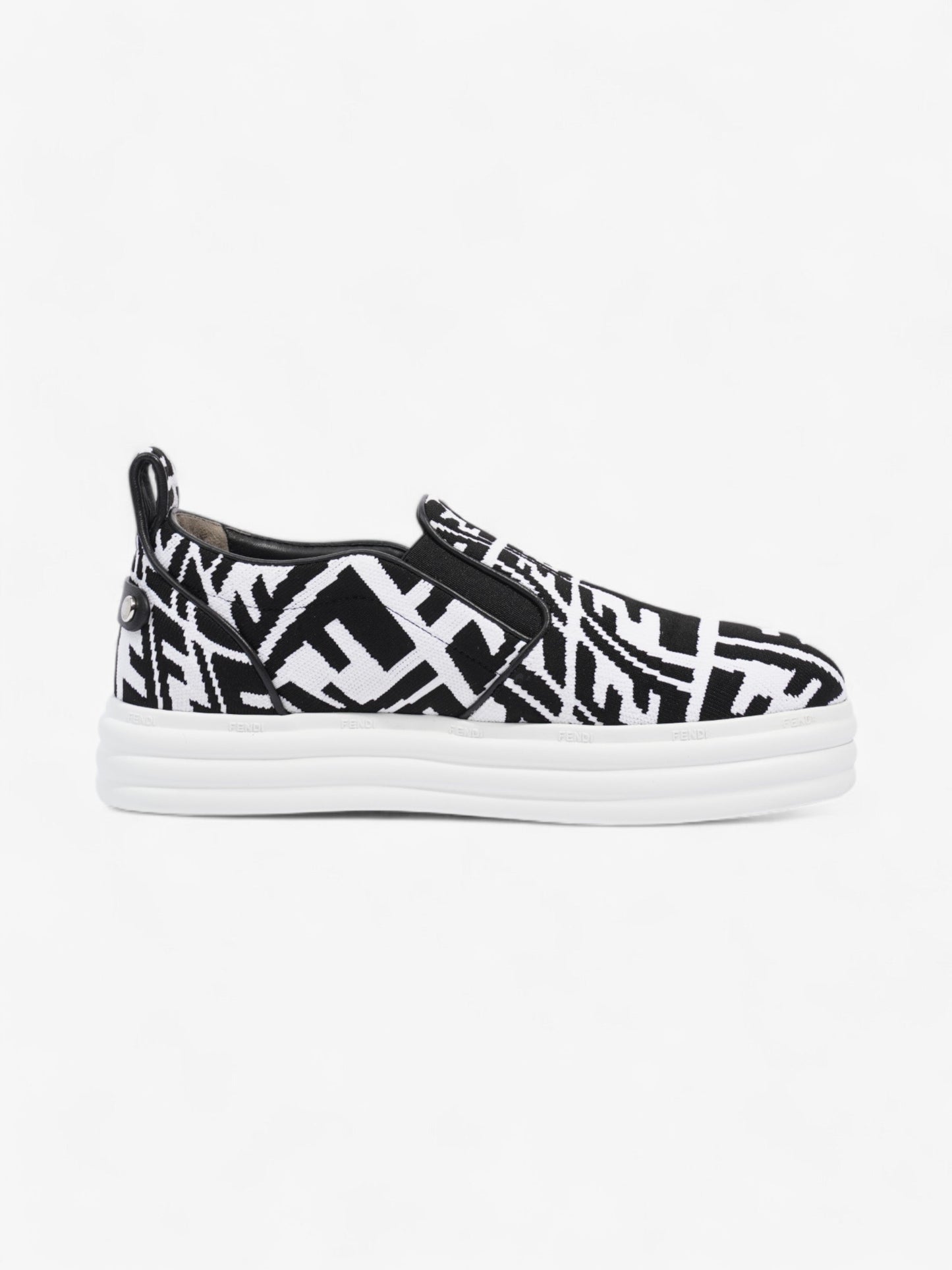 Fendi Rise Slip On White / Black Cotton EU 38 UK 5