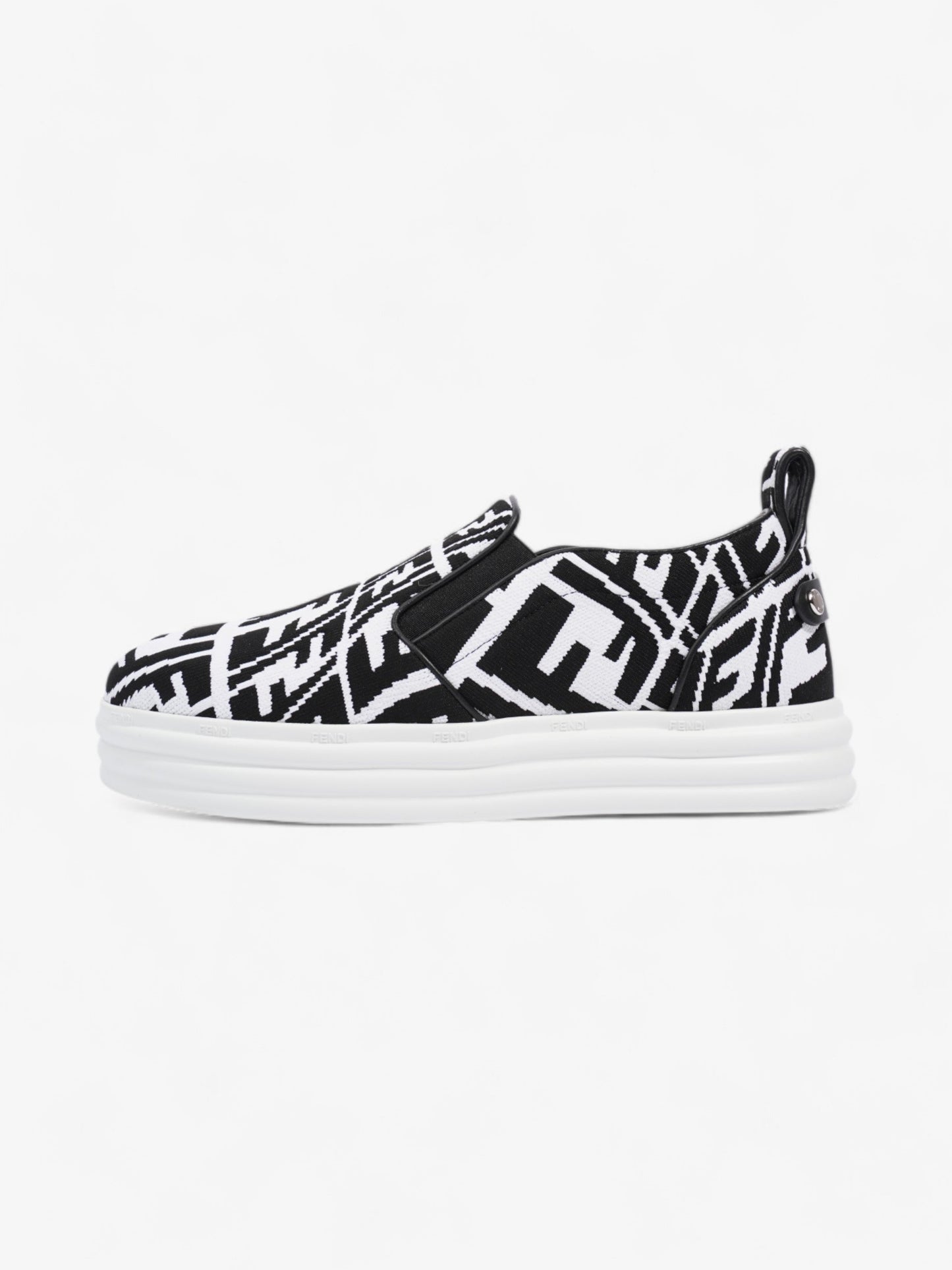 Fendi Rise Slip On White / Black Cotton EU 38 UK 5