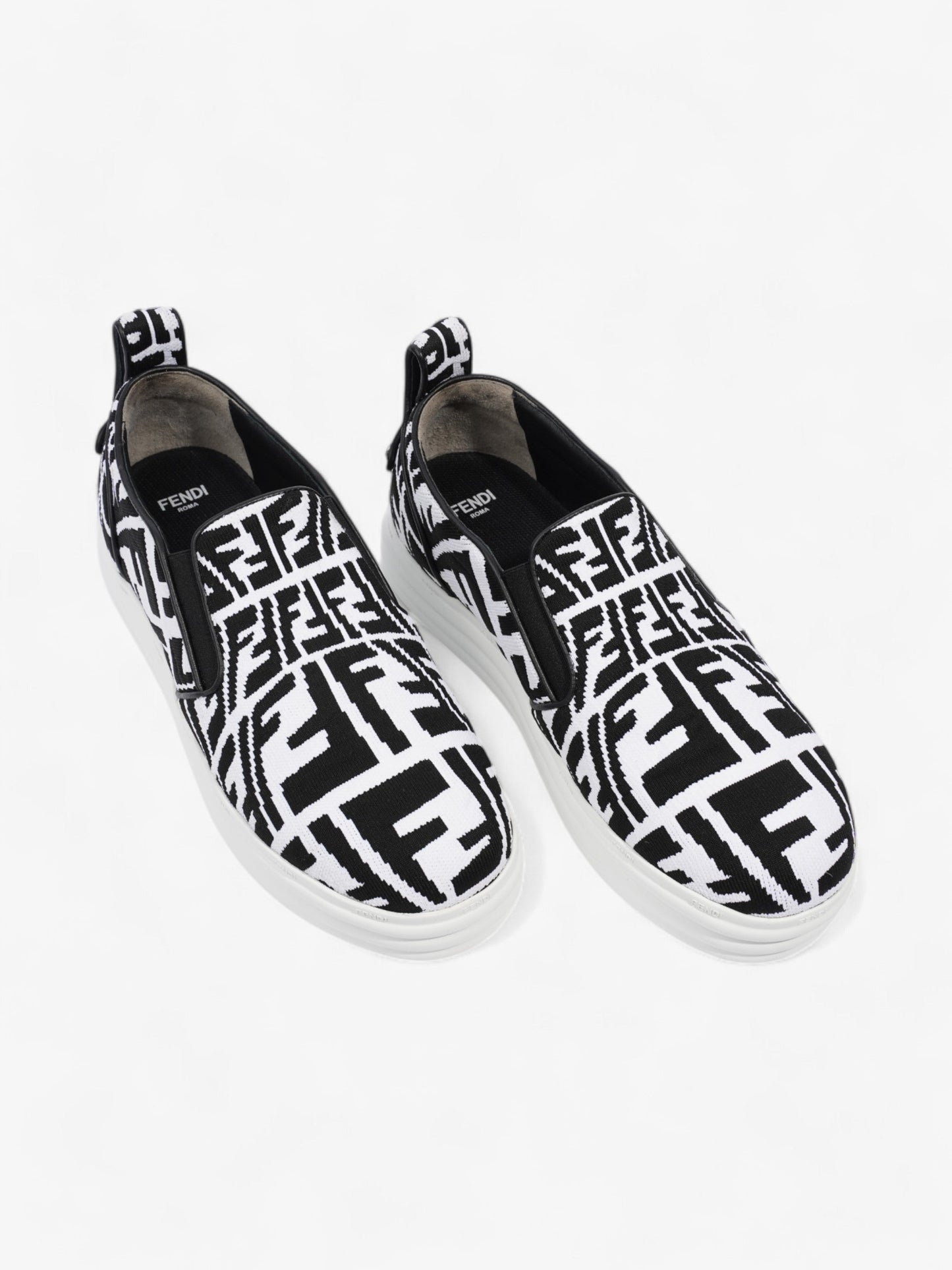 Fendi Rise Slip On White / Black Cotton EU 38 UK 5