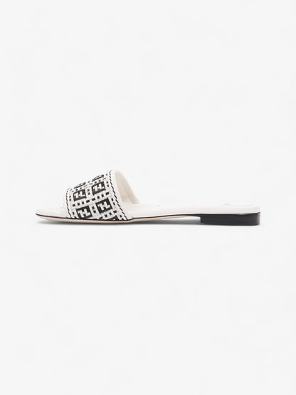 Fendi Ciabatta Slide White / Black Intrecciato Leather EU 37 UK 4