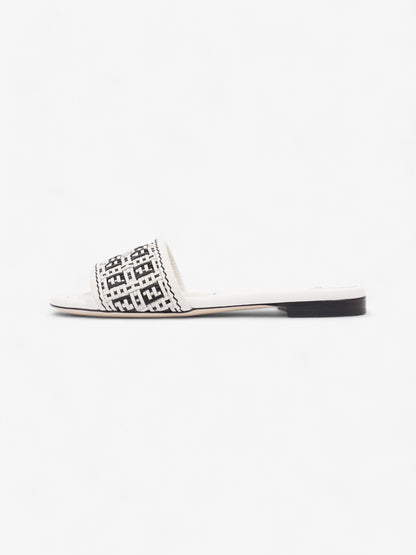 Fendi Ciabatta Slide White / Black Intrecciato Leather EU 37 UK 4