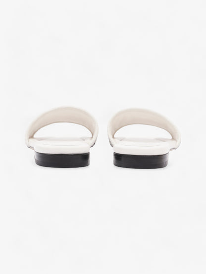 Fendi Ciabatta Slide White / Black Intrecciato Leather EU 37 UK 4