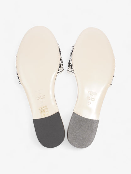 Fendi Ciabatta Slide White / Black Intrecciato Leather EU 37 UK 4